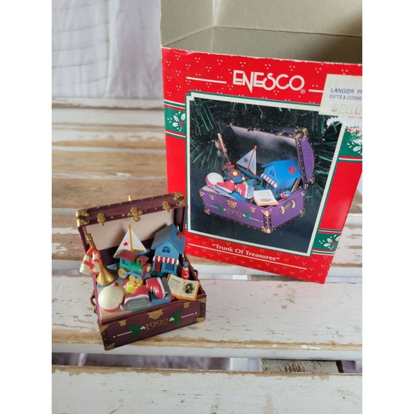 Enesco trunk of treasures ornament 1992 vintage - Picture 1 of 8